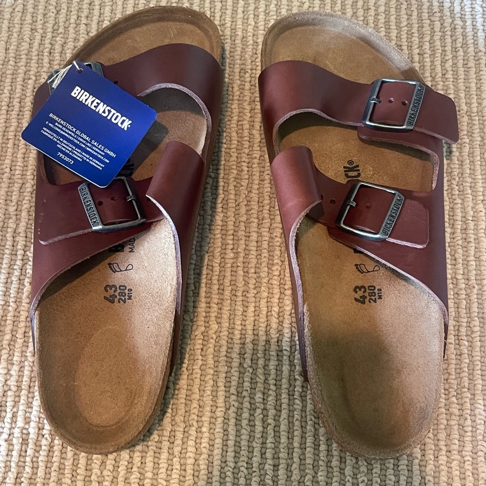 New Birkenstock Arizona Grip double strap vintage wood roast